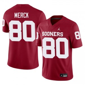 Elite Thread Eli Merck #80 Oklahoma Sooners Crimson Jersey | Men University Football Embroidery Fan Gear 25469791
