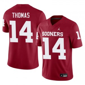 #14 Elijah Thomas Oklahoma Sooners Crimson Jersey | Alumni Embroidery Men Player Football Gear 41083547