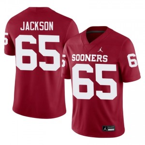Crimson Jayden Jackson #65 OU Sooners Jersey | Men High School Football Moisture Wicking Embroidery 76200454