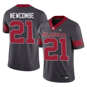 #21 Jeremiah Newcombe Oklahoma Sooners Anthracite Alternate Jersey | Classic Embroidery Men Player Football Gear 61933399