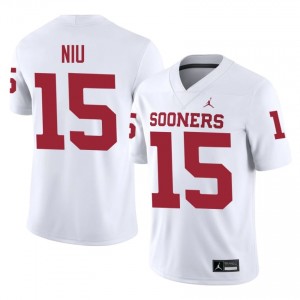 Jett Niu #15 Oklahoma Jersey | Exclusive White College Football Men Stitched 15407934