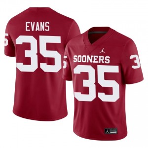 Oklahoma Sooners Liam Evans #35 Crimson Jersey | Genuine Embroidery NCAA Football Men Apparel 92172653