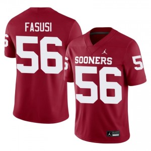 Crimson Michael Fasusi #56 Oklahoma Sooners Jersey | Men High School Football Moisture Wicking Embroidery 33953436