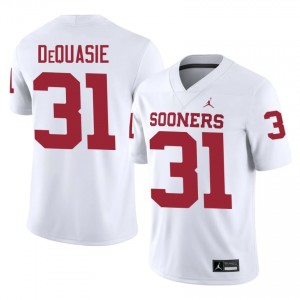 Durable Reed DeQuasie #31 Sooners White Jersey | Men University Football Stitched Fan Gear 83458710