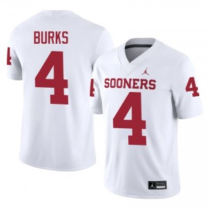White Deion Burks #4 Sooners Jersey | Men High School Football Fresh Stitched 53557424