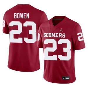 Elite Thread Eli Bowen #23 Oklahoma Sooners Crimson Jersey | Men University Football Embroidery Fan Gear 29291622