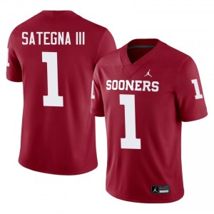 Oklahoma Sooners Isaiah Sategna III #1 Crimson Jersey | Genuine Embroidery NCAA Football Men Apparel 12957183