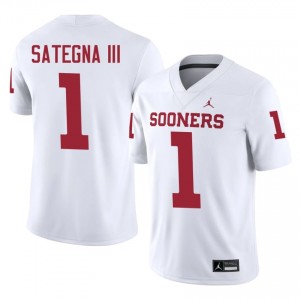#1 Isaiah Sategna III Sooners White Jersey | Elite Stitched Men Player Football Gear 94114253