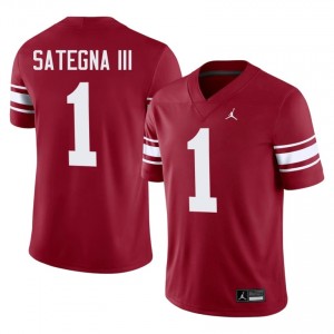 Crimson Isaiah Sategna III #1 OU Sooners Throwback Jersey | Men High School Football Licensed Stitch 83751713