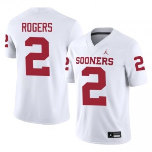 Durable Jahsiear Rogers #2 Oklahoma White Jersey | Men University Football Stitched Fan Gear 42467982