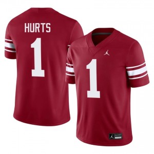 #1 Jalen Hurts Sooners Crimson Throwback Jersey | Authentic Stitch Men Player Football Gear 86103280