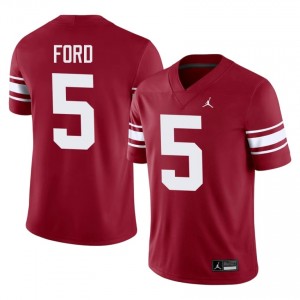 Crimson Markel Ford #5 OU Throwback Jersey | Men High School Football Licensed Stitch 86975040