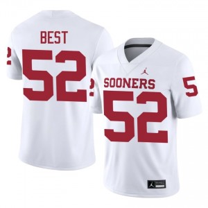 Durable Noah Best #52 Oklahoma White Jersey | Men University Football Stitched Fan Gear 92081636