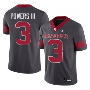 Anthracite Reggie Powers III #3 Oklahoma Sooners Alternate Jersey | Men High School Football Limited Embroidery 75802182