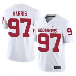 Durable Tommie Harris #97 Oklahoma White Jersey | Men University Football Stitched Fan Gear 38951757