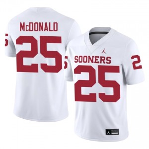 White Tommy McDonald #25 Sooners Jersey | Men High School Football Fresh Stitched 28583573