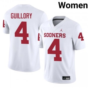 OU Courtland Guillory #4 White Jersey | Premium Swen NCAA Football Women Apparel 80729709