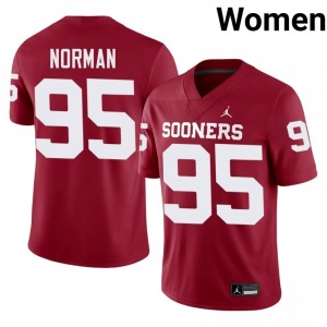 Elite Thread Daniel Norman #95 Oklahoma Crimson Jersey | Women University Football Stitched Fan Gear 22711082