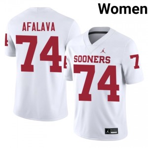 Sooners Darius Afalava #74 White Jersey | Premium Swen NCAA Football Women Apparel 72825566