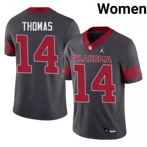 Top-Tier Elijah Thomas #14 OKLA Anthracite Alternate Jersey | Women University Football Stitched Fan Gear 99907972