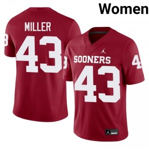 Crimson Grayson Miller #43 Sooners Jersey | Women High School Football Moisture Wicking Stitched 29707630