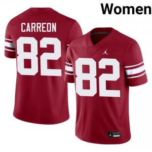 #82 Ivan Carreon Oklahoma Sooners Crimson Throwback Jersey | Authentic Embroidery Women Player Football Gear 98363951