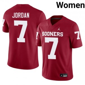 Crimson Jacob Jordan #7 Sooners Jersey | Women High School Football Moisture Wicking Stitched 29905645