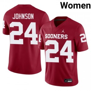 OKLA Jacobe Johnson #24 Crimson Jersey | Genuine Stitched NCAA Football Women Apparel 53110926