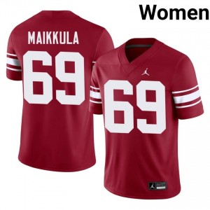 Crimson Jake Maikkula #69 Oklahoma Sooners Throwback Jersey | Women High School Football Licensed Embroidery 46268888
