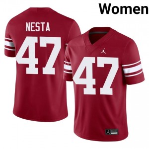 Oklahoma Sooners James Nesta #47 Crimson Throwback Jersey | Pro Cut Embroidery NCAA Football Women Apparel 38735694