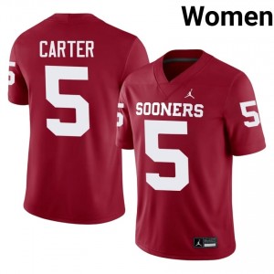 #5 Jer'Michael Carter Sooners Crimson Jersey | Alumni Stitched Women Player Football Gear 60823910