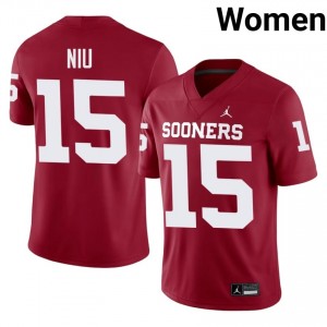 Crimson Jett Niu #15 OKLA Jersey | Women High School Football Moisture Wicking Stitched 88363568