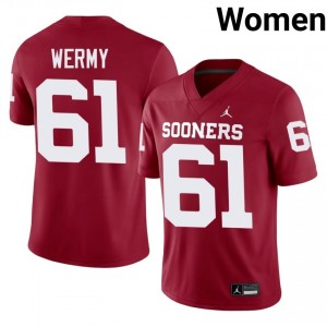 Sooners Kenneth Wermy #61 Crimson Jersey | Genuine Stitched NCAA Football Women Apparel 82882719