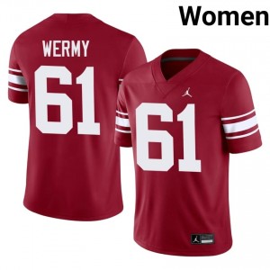 Crimson Kenneth Wermy #61 Oklahoma Sooners Throwback Jersey | Women High School Football Licensed Embroidery 79300773