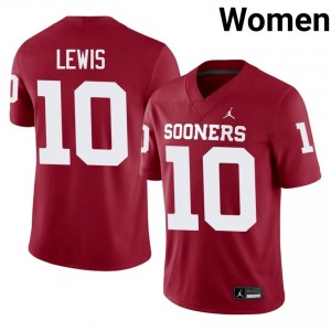 Kip Lewis #10 Oklahoma Jersey | Gameday Crimson College Football Women Stitched 48754490