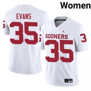 OU Liam Evans #35 White Jersey | Premium Swen NCAA Football Women Apparel 24807545