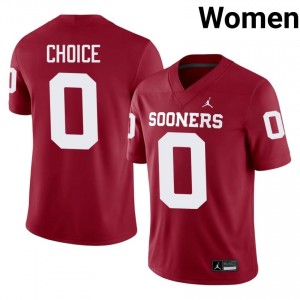 Elite Thread Manny Choice #0 OKLA Crimson Jersey | Women University Football Stitched Fan Gear 94442354