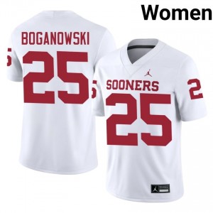 Sooners Michael Boganowski #25 White Jersey | Premium Swen NCAA Football Women Apparel 97020992