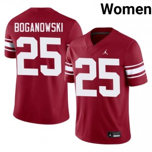 #25 Michael Boganowski OU Sooners Crimson Throwback Jersey | Authentic Embroidery Women Player Football Gear 89195561