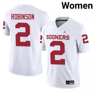 Durable Omarion Robinson #2 Sooners White Jersey | Women University Football Swen Fan Gear 65850034