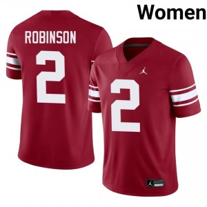 Omarion Robinson #2 OU Sooners Throwback Jersey | Iconic Crimson College Football Women Embroidery 22698411