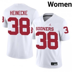White Owen Heinecke #38 OU Sooners Jersey | Women High School Football Fresh Swen 71055068