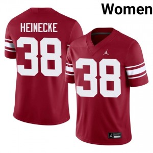 Officially Licensed Owen Heinecke #38 Oklahoma Sooners Crimson Throwback Jersey | Women University Football Embroidery Fan Gear 97387884