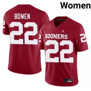 #22 Peyton Bowen Sooners Crimson Jersey | Alumni Stitched Women Player Football Gear 85832494