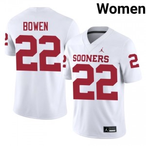 White Peyton Bowen #22 OU Sooners Jersey | Women High School Football Fresh Swen 94662100