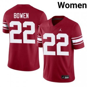 Officially Licensed Peyton Bowen #22 Oklahoma Sooners Crimson Throwback Jersey | Women University Football Embroidery Fan Gear 28056079
