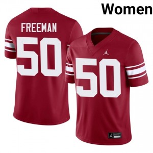 Seth Freeman #50 Oklahoma Sooners Throwback Jersey | Iconic Crimson College Football Women Embroidery 44399578