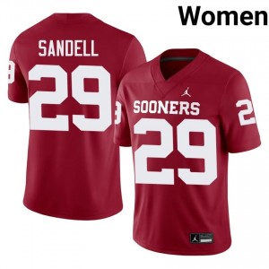 Crimson Tate Sandell #29 OKLA Jersey | Women High School Football Moisture Wicking Stitched 62980325