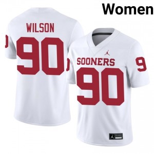 OU Trent Wilson #90 White Jersey | Premium Swen NCAA Football Women Apparel 79602840