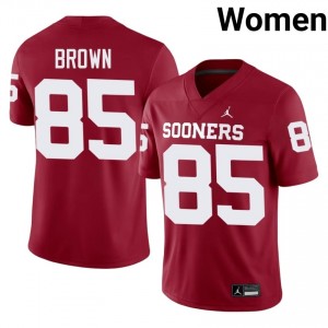 Elite Thread Trey Brown #85 OKLA Crimson Jersey | Women University Football Stitched Fan Gear 79685409
